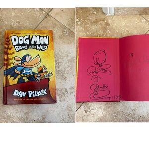 SIGNED DAV PILKEY Dog Man Brawl of the Wild Book (used) written on
